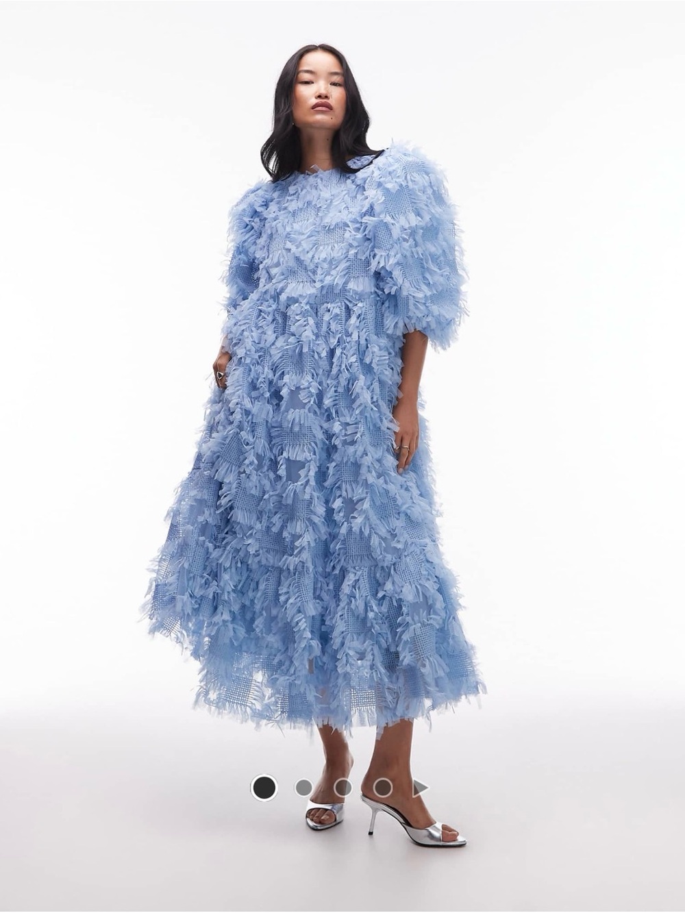 ASOS Powder Blue Feather-Detail Maxi Dress